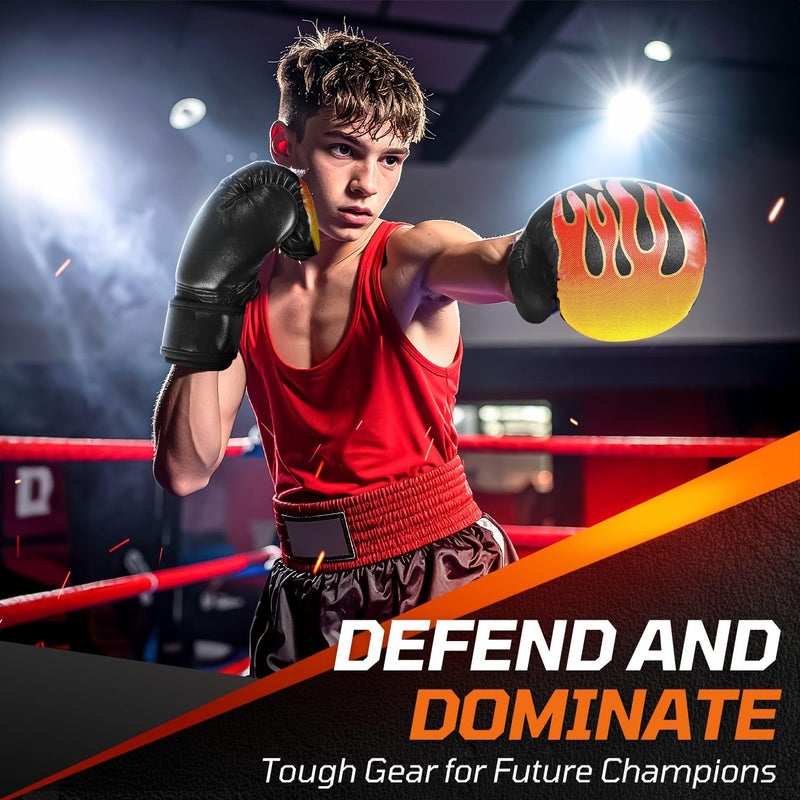 Flexzion Boxing Gloves for Kids 4oz â€“ Black Training Punching Bag Mitts, Kid Boxing Gloves with Faux Leather & Wrap-Around Wrist Protection for Boys & Girls Ages 3-8 Years - Image 3